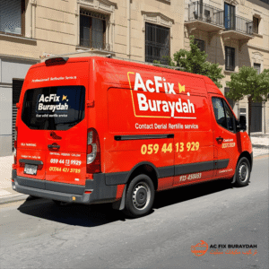 شاحنة فريق AC تحمل العلامة التجارية _AcFixBuraydah