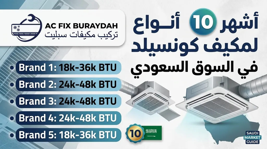 أشهر 10 أنواع وسعات لمكيف كونسيلد في السوق السعودي